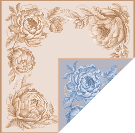 Платок «Пионы» латте/голубая дымка