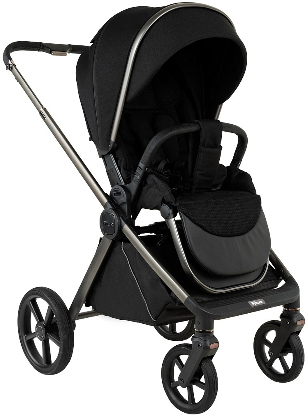 Детская коляска Pituso Teffy 4 в 1 с автокреслом Baesa Black с базой Caviar Black/Graphite