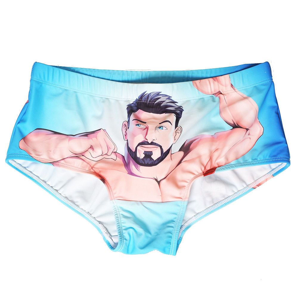 Мужские плавки UXH голубые с принтом UXH605