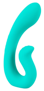 Бирюзовый вибратор NAIRA Dual Heads Vibrator - 17,5 см. (Цвет: зеленый)