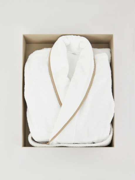 Халат Claire Batiste Atelier Шаль белый с бежевым кантом