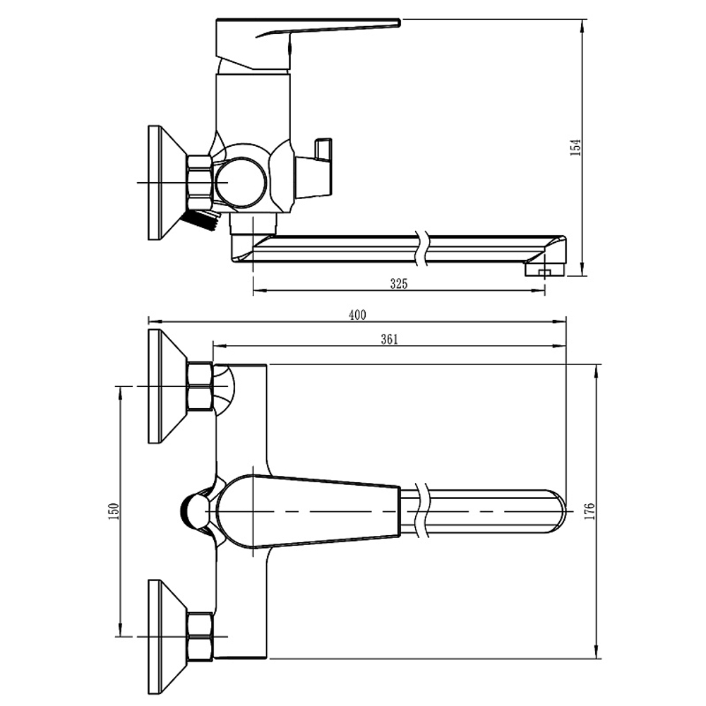 Смеситель для ванны LORANTO SOFIA керамический картридж, длинный излив, хром (LR90273000)