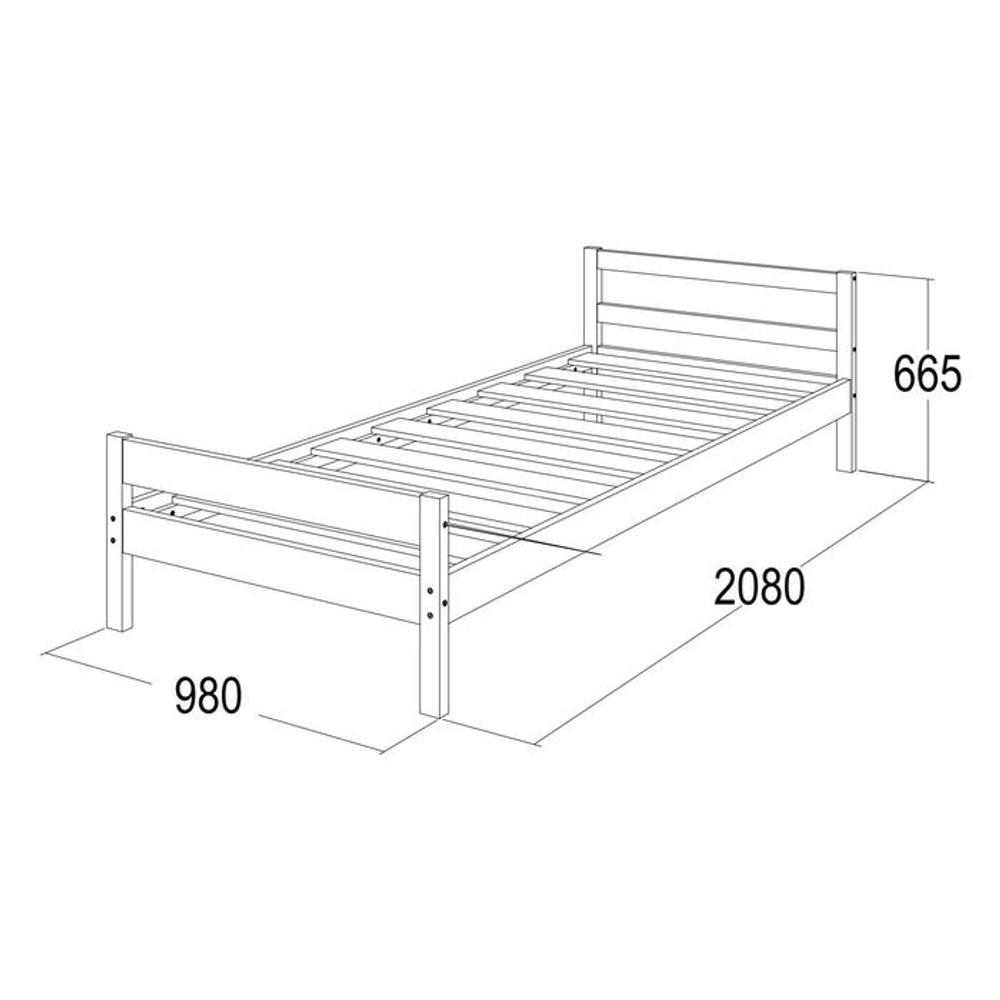 Кровать-13 одинарная из массива белый 900*2000