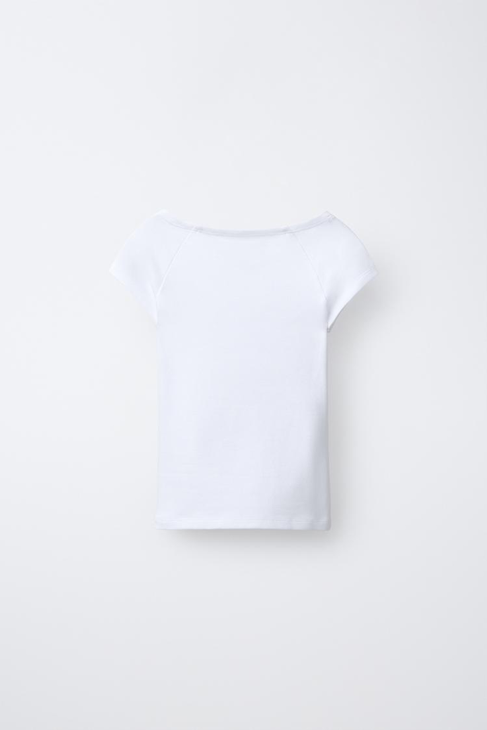 ZARA ОДНОТОННАЯ ФУТБОЛКА ИЗ МОДАЛА, БЕЛЫЙ