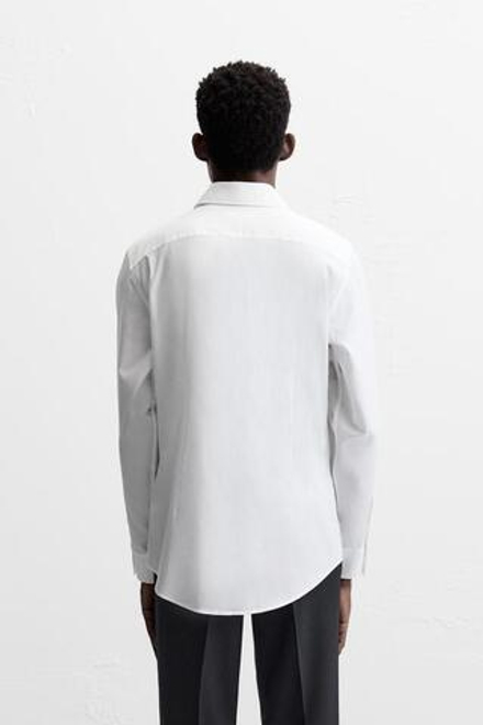ZARА РУБАШКА SLIM FIT ИЗ СТРУЯЩЕЙСЯ ТКАНИ, БЕЛЫЙ