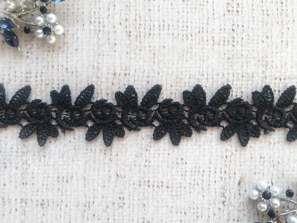 Кружево плетеное, ш. 2,5 см, чёрный