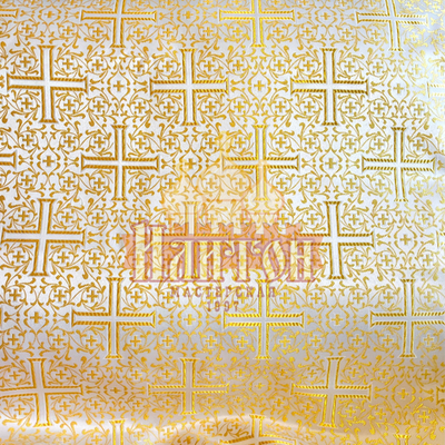 Шёлк "Афон" белый с золотом