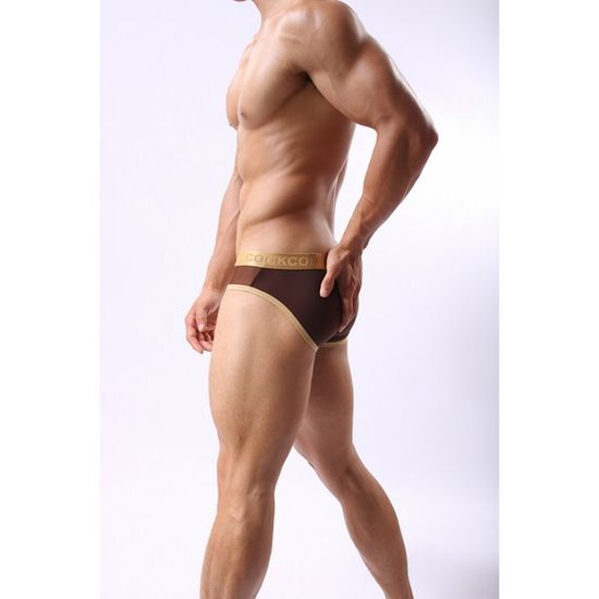 Мужские трусы брифы с золотым поясом Cockon Brief Brown 616