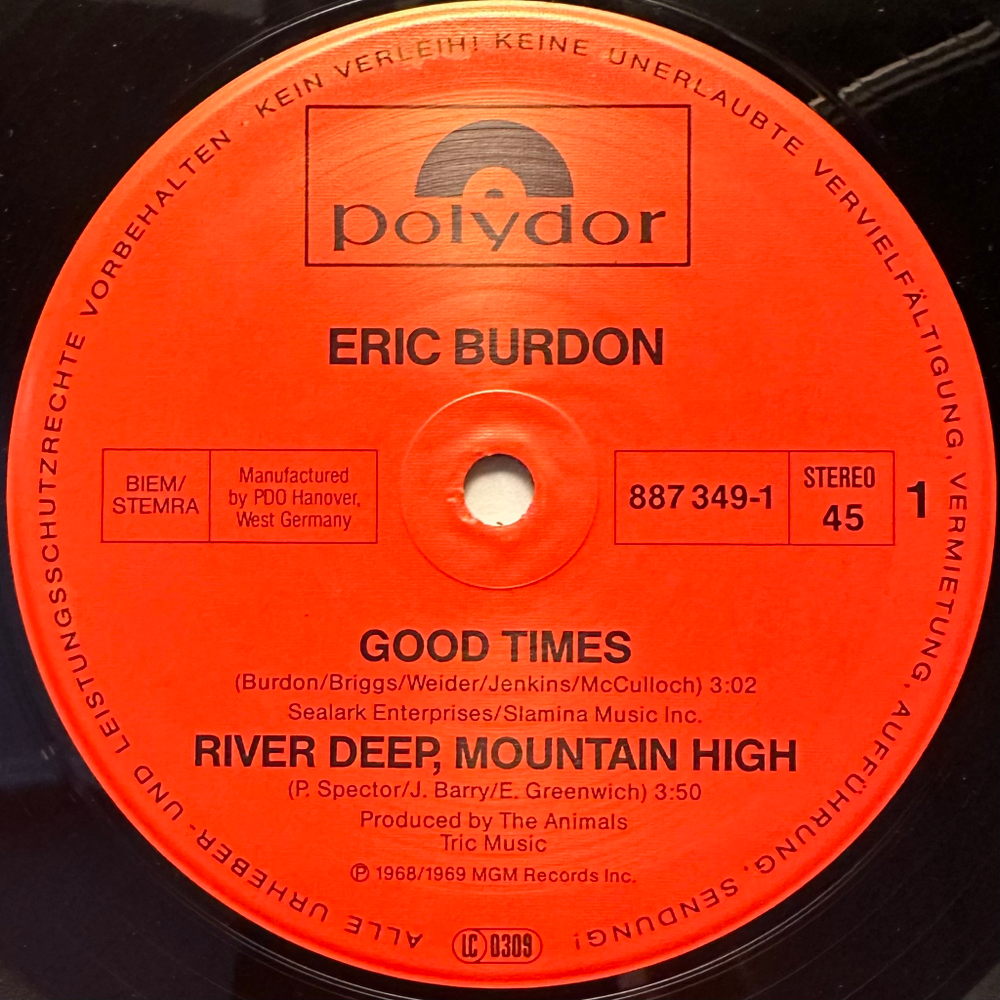 Eric Burdon- Good Times (Германия 1988г.) 12", 45 RPM