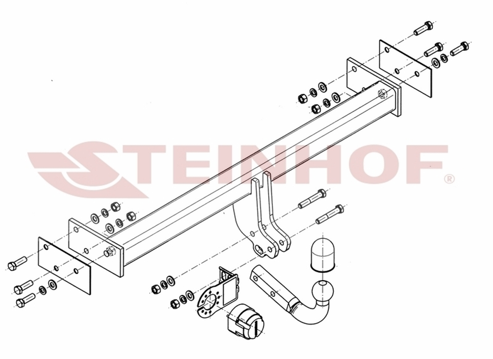 Фаркоп Steinhof N-092 для Ford Maverick 1993-2000, Nissan Terrano 1993-2006(паспорт и сертификат в комплекте)(без электрики)