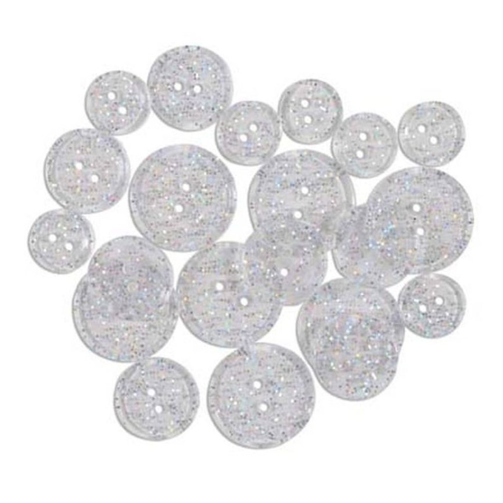 Пуговица №99 "Glitter Buttons", прозрачный с блестками