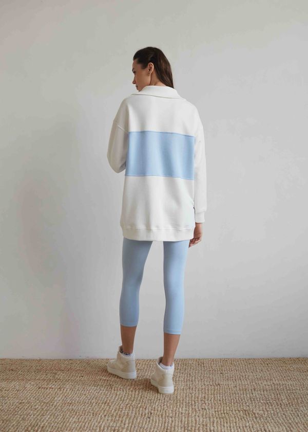 Толстовка платье Alexandra Talalay KP010 с воротником на молнии молочно-голубой - фото 2