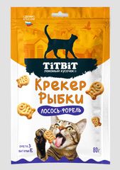 Titbit лакомство для для кошек крекер рыбки Лосось-форель 80г
