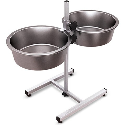 МУХТАР-3 Подставка металлическая с мисками, 2*4 л, белая