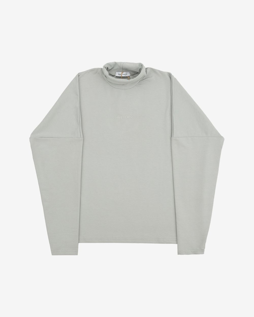 Лонгслив One Two High Neck Logo Harbor Mist серый