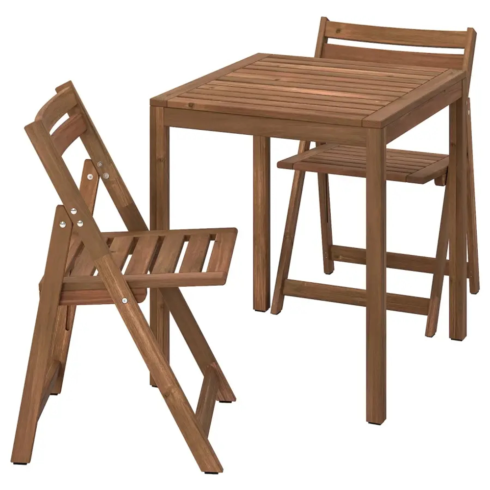 Садовый стол и 2 складных стула - NÄMMARÖ IKEA/ НАММАРО ИКЕА,44х44х7 см, коричневый