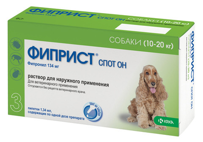 Капли Фиприст Спот Он для собак 10-20кг 134 мг/1,34 мл 1 пип.