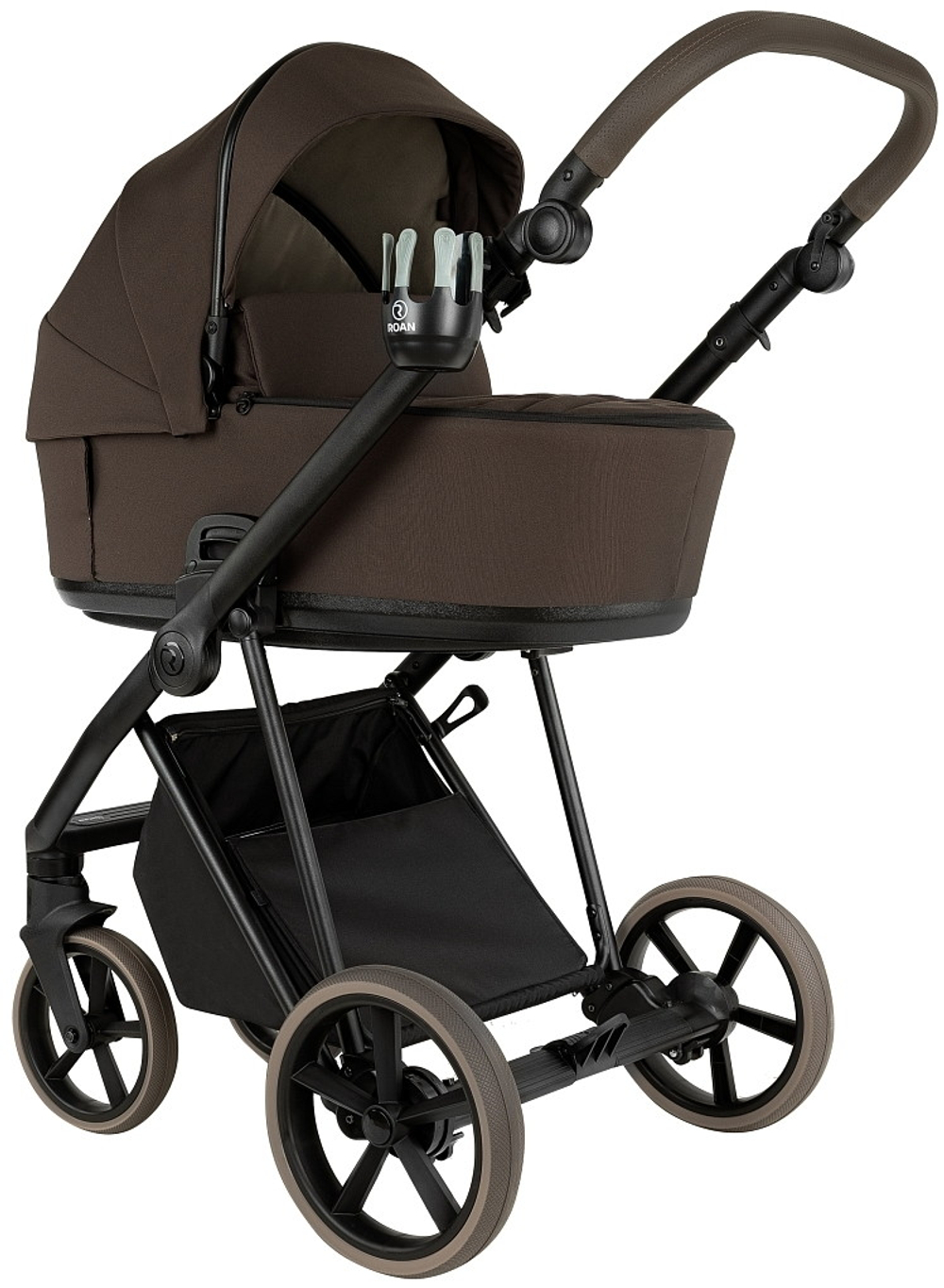 Детская коляска Roan Sol 2.0 3 в 1 с автокреслом Pituso Baesa Pro Black,Beige Canopy SLL/34/T Turkish Coffe/Black/руч.Cappuccino