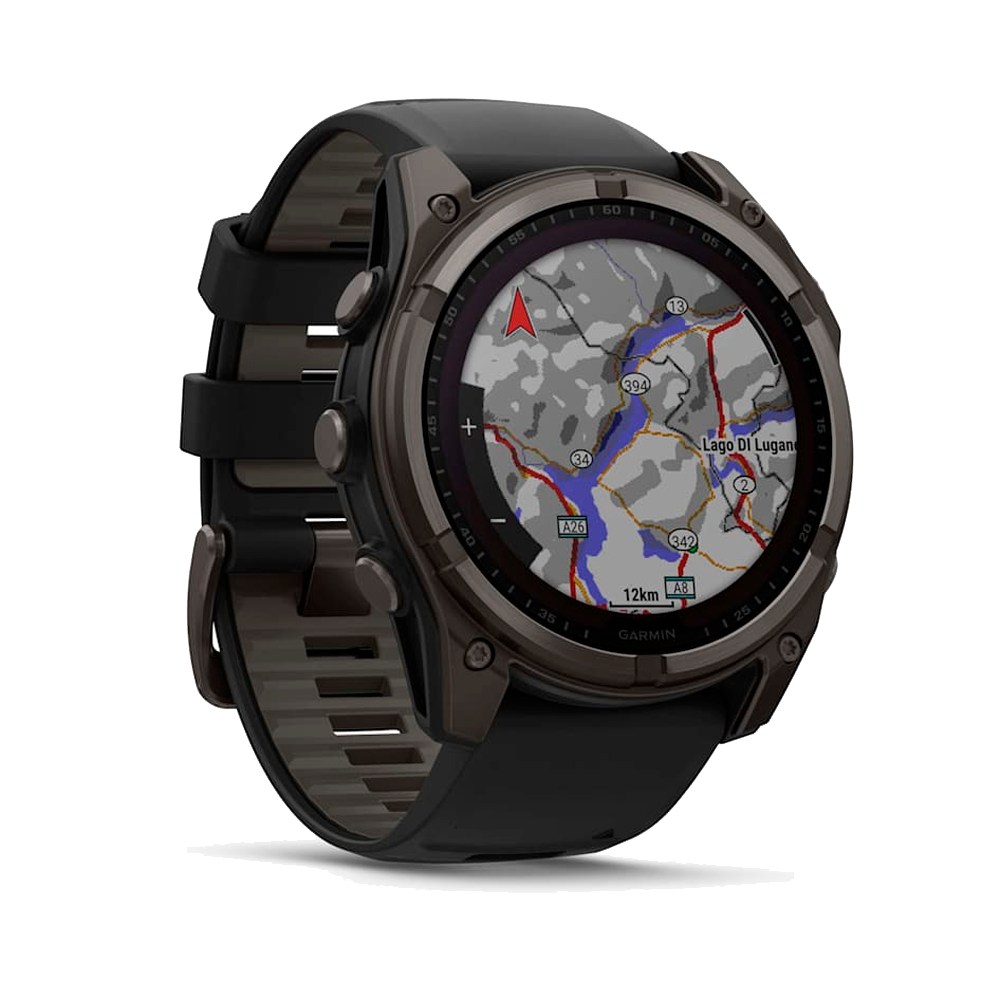 Умные часы Garmin Fenix 8, 51mm, Solar Sapphire Carbon Gray DLC Titanium with Black Silicone (010-02907-70)