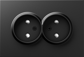 Накладка для розетки 2-й без заземления,  со шторками 16A 250 В~,  матовый карбон,  серия A07