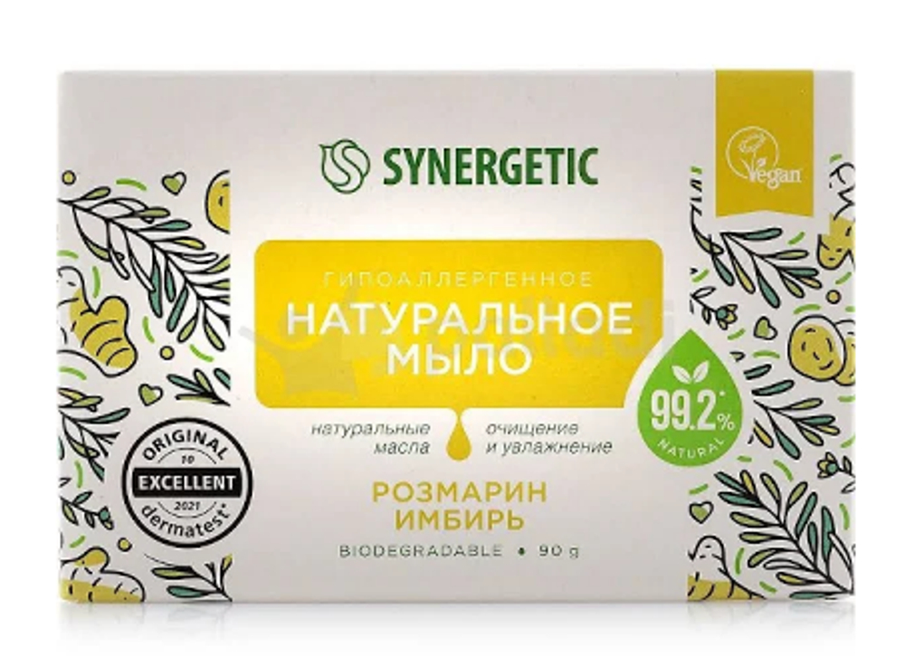 Synergetic Натур/ туалетное мыло розмарин и имбирь 90 гр.*6*24