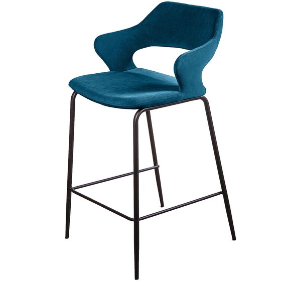 Полубарный стул Woddy сине-зеленый бархат