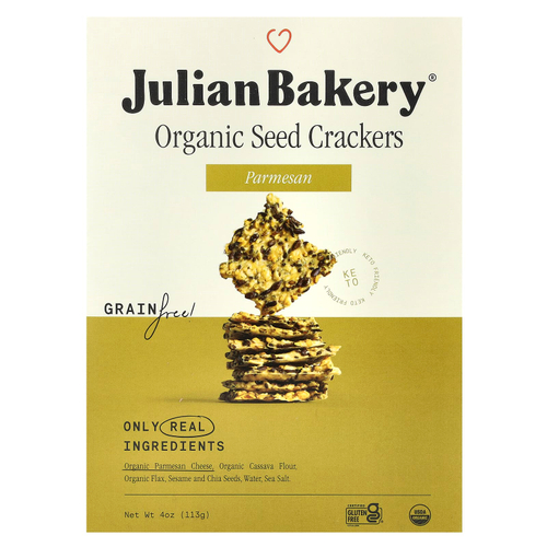 Julian Bakery, крекеры из органических семян, пармезан, 113 г (4 унции)