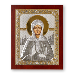 Матрона, икона прямоугольная с рамкой, красное дерево 210х260