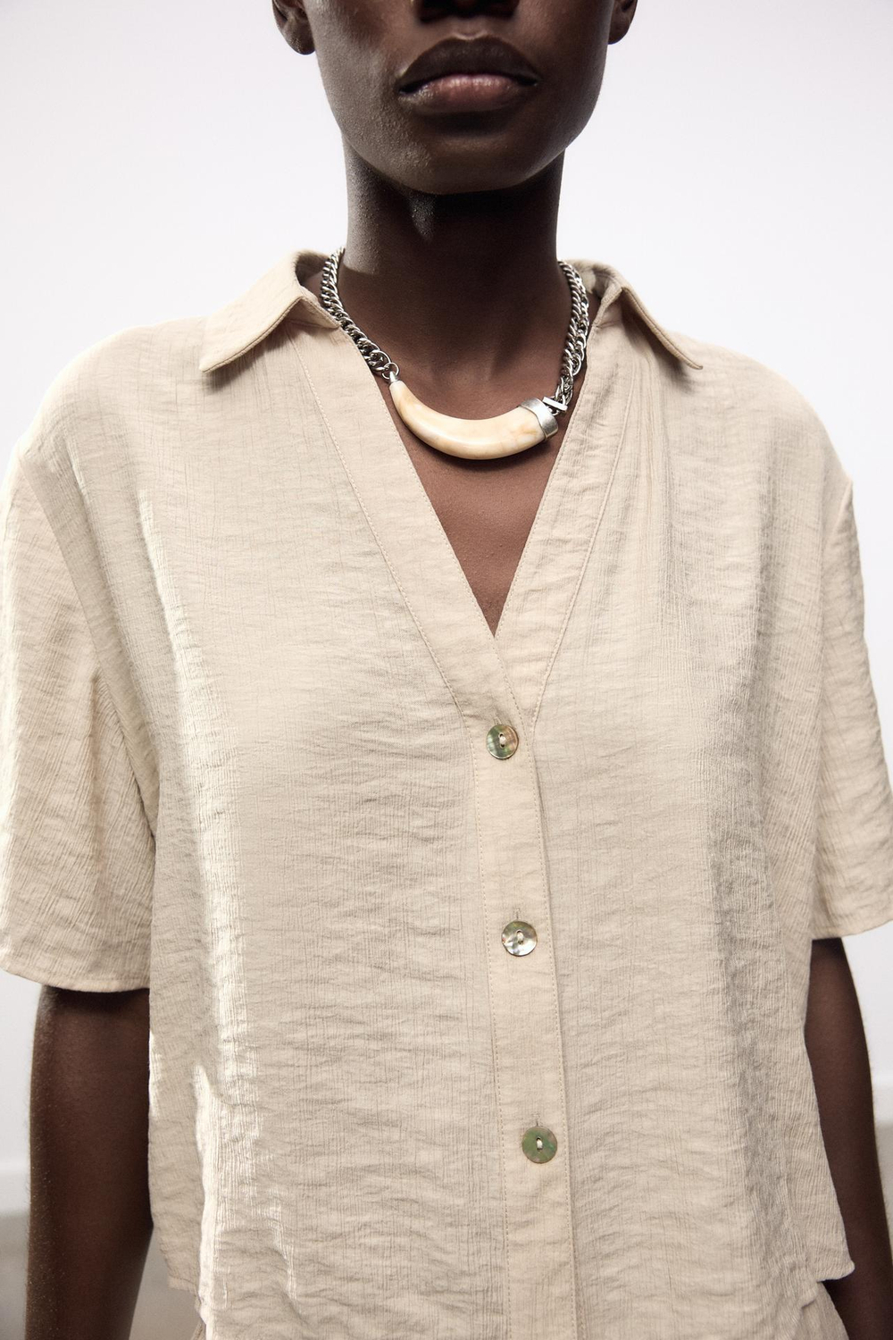 ZARA РУБАШКА С КОРОТКИМИ РУКАВАМИ, ПЕСОЧНЫЙ