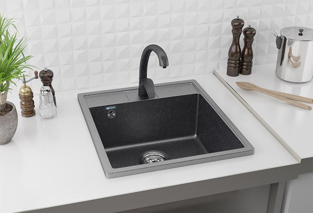 МОЙКА ULGRAN КВАДРАТНАЯ КЕРАМОГРАНИТ U-406 ЧЕРНЫЙ 308