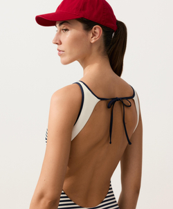 OYSHO Купальник в полоску с завязками на шее, светлый экрю