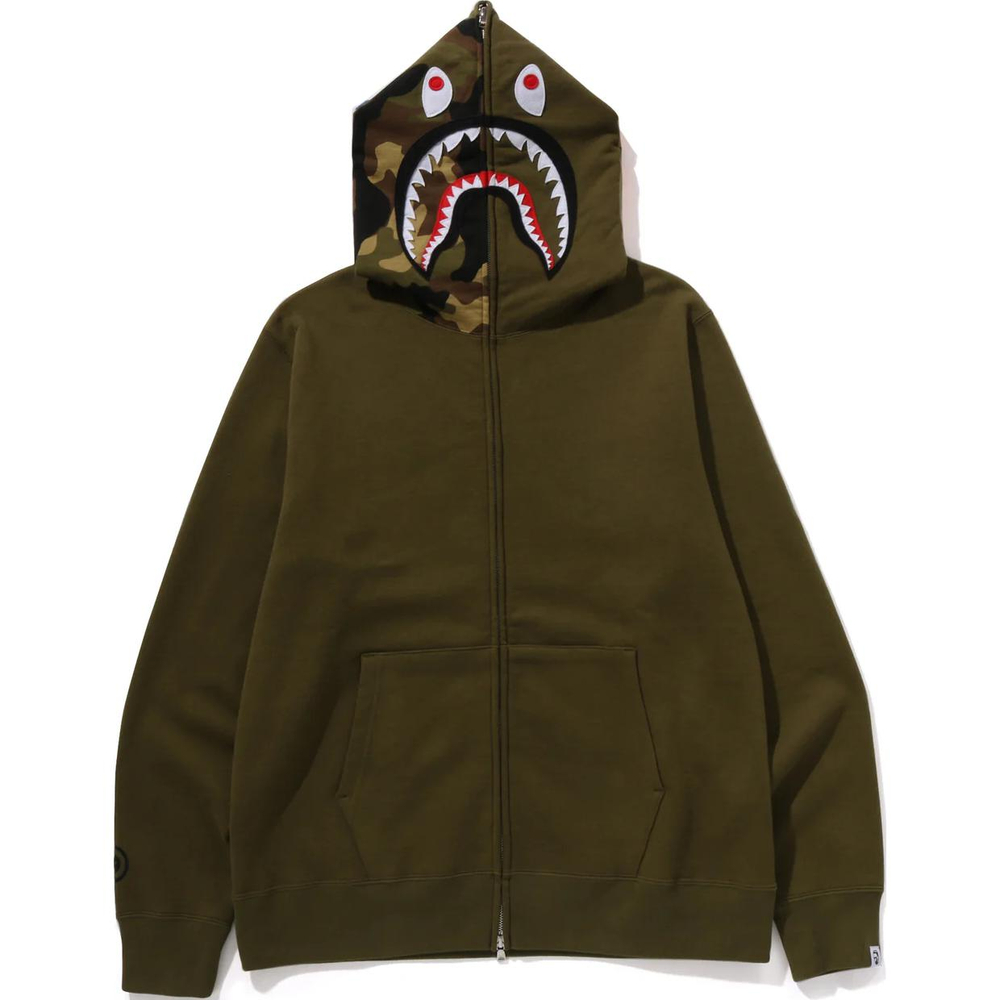 A Bathing Ape Bathing Ape Shark Pattern Hooded Zip Up Свитшот зеленый