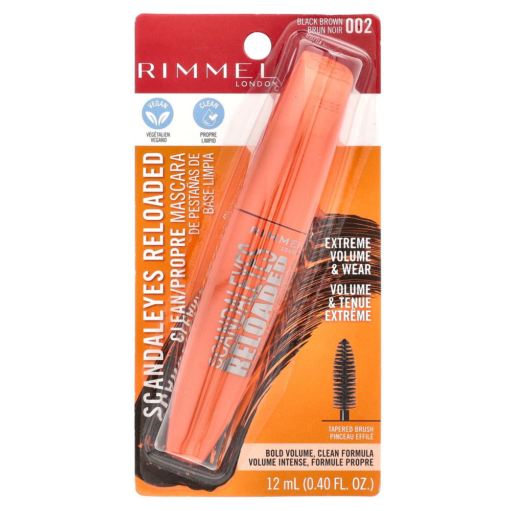 Rimmel London, Scandaleyes Reloaded, чистая тушь, оттенок 002, черно-коричневый, 12 мл (0,40 жидк. унц.)