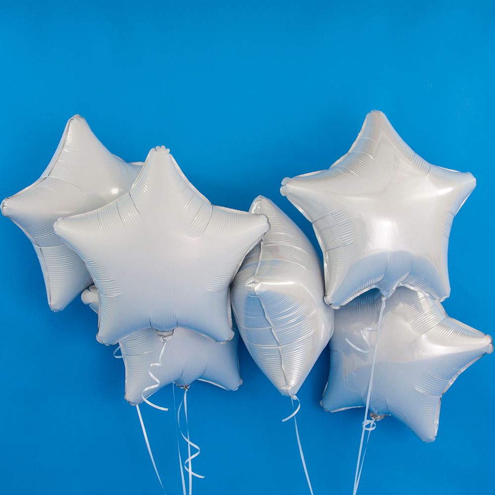 Шар (18"/46 см) Звезда, Белый блеск 1 шт.