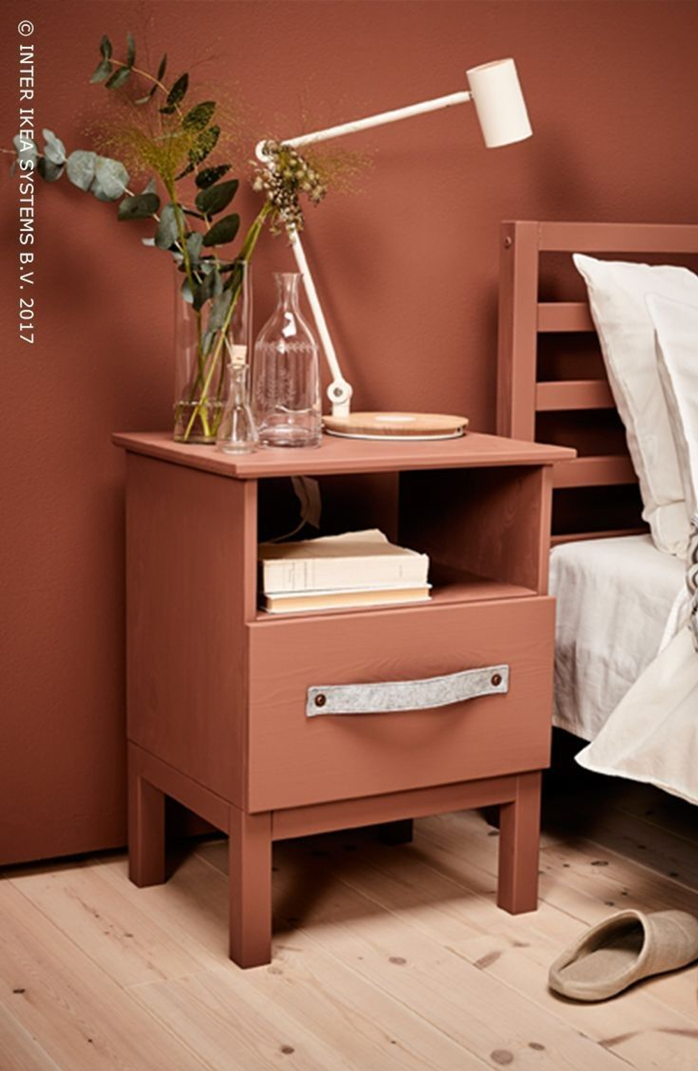 Тумба прикроватная с ящиком Тарва из массива сосны, 48х62х39 см