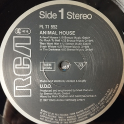 Винтажная виниловая пластинка LP U.D.O. Animal House (Germany 1987)