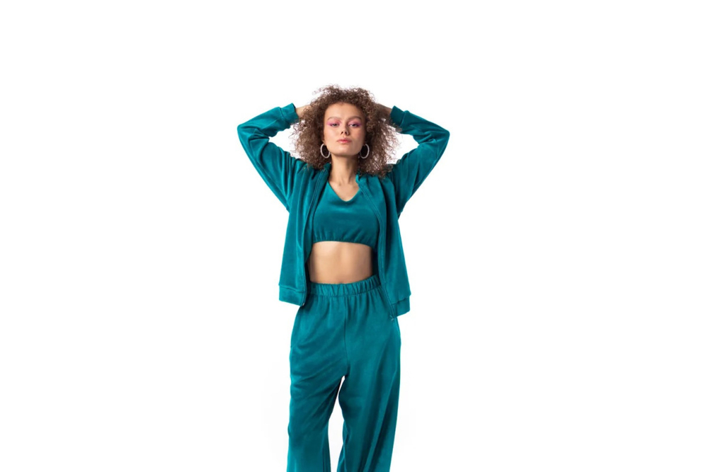 Велюровый бомбер Home One Velour, голубой, размер M