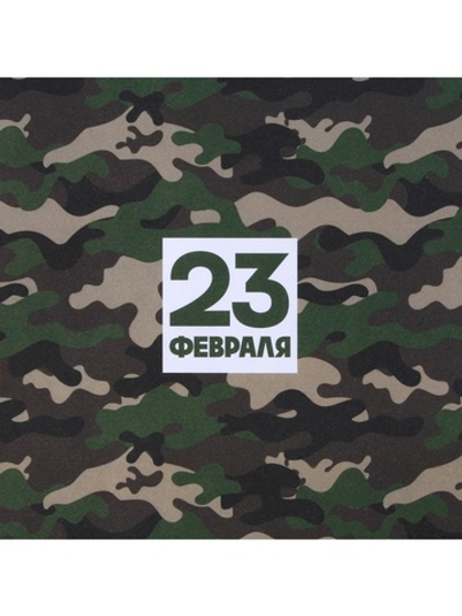 Бумага упаковочная крафтовая белая «23 февраля хаки», 50×70 см