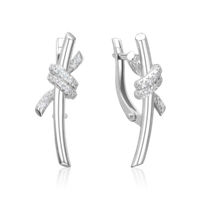 Серьги с английским замком из белого золота с фианитами 02-5563-00-401-1120