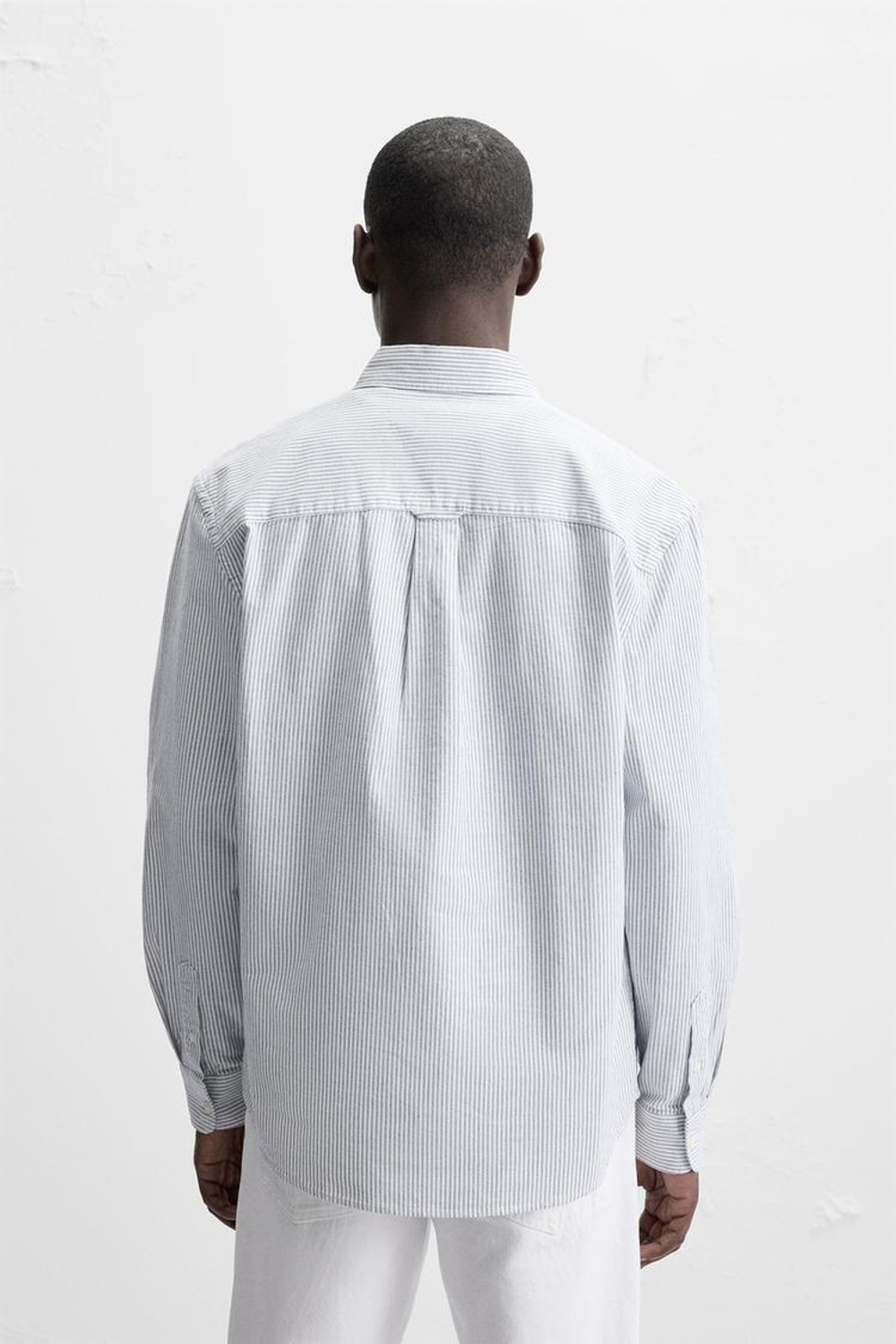 ZARА РУБАШКА ОКСФОРД, БЕЛЫЙ/СЕРЫЙ