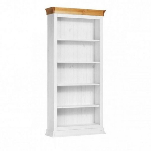 Стеллаж деревянный для книг Бостон 1000x305 (белый воск/антик), 100x210x30,5 см