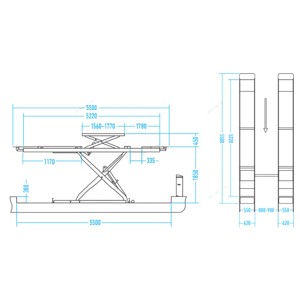 NORDBERG (N635-5,5B) Подъемник ножничный для сход-развала 380В, г/п 5.5т, 2 уровня подъема