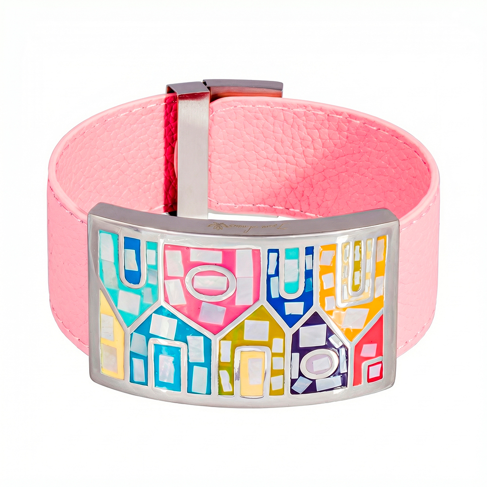 Браслет Fiore Luna на розовом кожаном ремешке CB01318-17 M