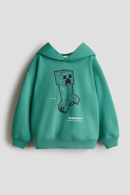 H&M Толстовка с капюшоном и принтом Minecraft, зеленый