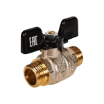 Кран шаровой полнопроходной STOUT - 1/2" (НР/НР, PN40, Tmax 150°C, ручка-бабочка черная)