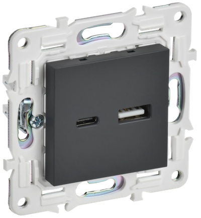 SKANDY Розетка USB A+C 18Вт SK-R13G графит IEK