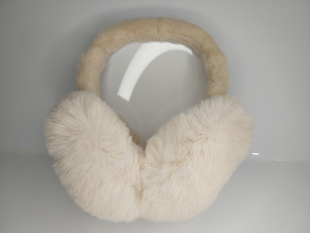 Наушники меховые теплые для занятия спортом уютные светло-бежевые наушники, демисезон/зима, мультиколор