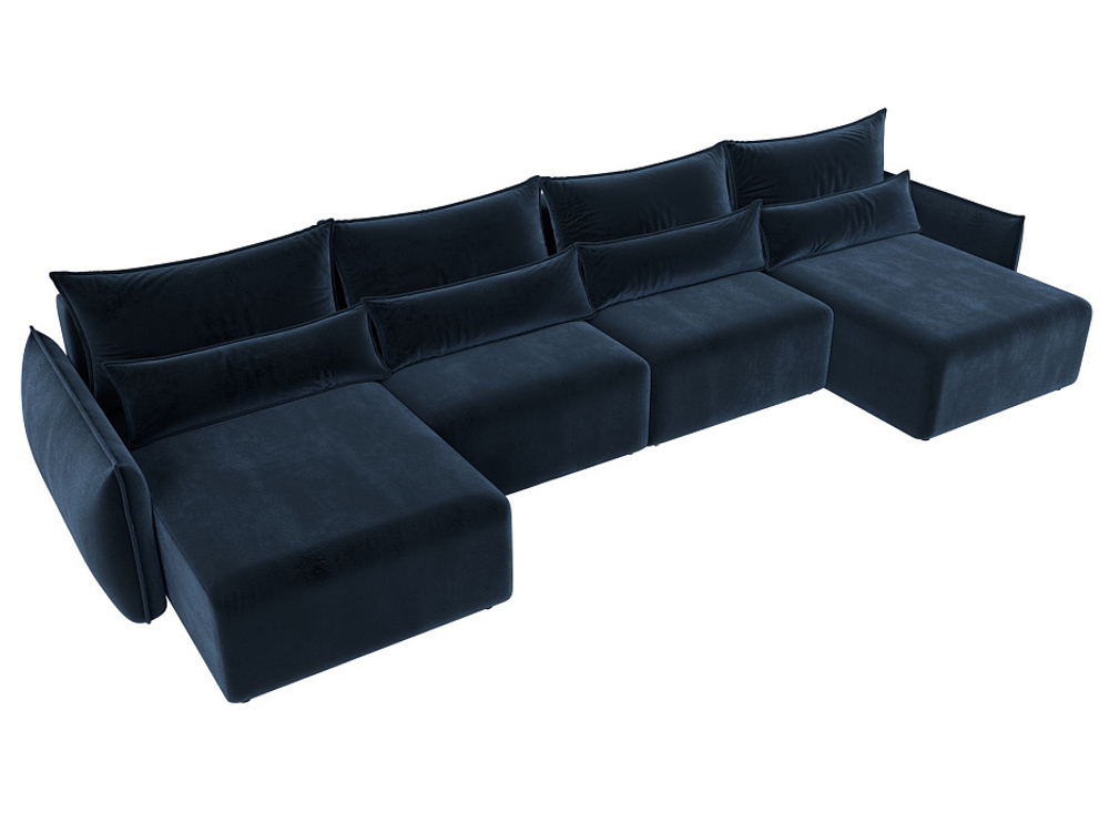 Диван П-образный Лига-051 НПБ Лонг ВЕЛЮР TOWER 13 синий