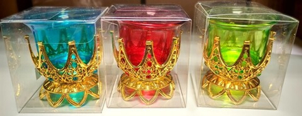 Лампада настольная со стаканом: Ангел и корона, Кувшин по золото в ассортименте (Сев)