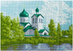 "Церковь в лесу"-0709 канва с рисунком
